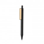 Gekleurde pennen met opdruk en bamboe clip kleur zwart