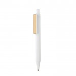 Gekleurde pennen met opdruk en bamboe clip kleur wit