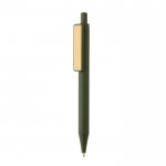 Gekleurde pennen met opdruk en bamboe clip kleur groen