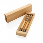 Bamboe pennenset cadeau in geschenkdoosje kleur hout weergave met doos