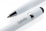 Aluminium inktloze pennen met logo en gum kleur wit tweede weergave met logo