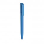 Mini ecovriendelijke balpen met draaiknop en blauwe inkt Dokumental® kleur cyaan blauw