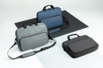 Duurzame RPET laptoptas met logo en accentstiksels kleur marineblauw fotografie weergave