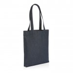 Duurzame tas met logo van gerecycled denim, 320 g/m2 kleur jeans blauw