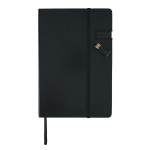 Gepersonaliseerd notitieboek met USB stick kleur zwart vierde weergave