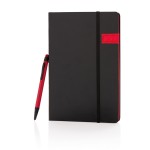 Notitieboekje met logo, usb en pen kleur rood
