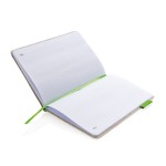 Duurzaam notitieboek met logo kleur limoen groen vierde weergave