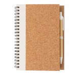 Spiraal notitieboek met kurken kaft kleur wit derde weergave