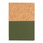 Kurk / kraftpapier notitieboek met logo kleur groen derde weergave