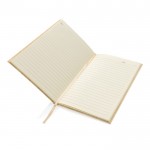 Notitieboekje met harde kaft in houtprint A5 gestreepte vellen kleur lichtbruin vierde weergave