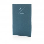 FSC-gecertificeerd notitieboek met zachte kaft kleur blauw tweede weergave met logo