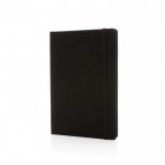 Duurzaam notitieboekje met logo en elastieksluiting kleur zwart