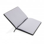 Duurzaam notitieboekje met logo en elastieksluiting kleur grijs derde weergave