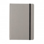Duurzaam notitieboekje met logo en elastieksluiting kleur grijs vierde weergave