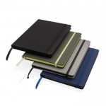 Duurzaam notitieboekje met logo en elastieksluiting kleur grijs weergave algemeen