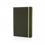 Duurzaam notitieboekje met logo en elastieksluiting kleur donkergroen