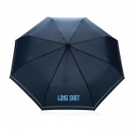 rPET Impact paraplu met logo kleur marineblauw weergave met logo
