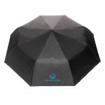 Tweekleurige opvouwbare paraplu kleur marineblauw weergave met logo