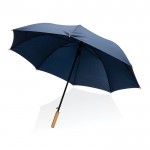 Automatische paraplu, bamboe handvat kleur marineblauw vierde weergave