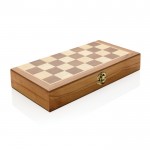 Houten, opvouwbaar schaakspel met logo kleur bruin