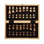 Houten, opvouwbaar schaakspel met logo kleur bruin vierde weergave