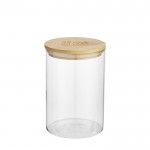 Glazen pot met bamboe deksel voor voedsel 550ml met afdrukgebied