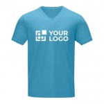 Bio katoenen T-shirts met logo en V-hals weergave met jouw bedrukking