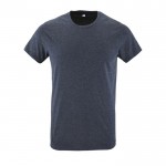 Reclame T-shirts met logo, 150 g/m2 in de kleur gemarmerd donkerblauw