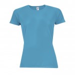 Bedrukte sportshirts voor vrouwen, 140 g/m2 in de kleur cyaan blauw