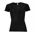 Bedrukte sportshirts voor vrouwen, 140 g/m2 in de kleur zwart