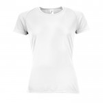 Bedrukte sportshirts voor vrouwen, 140 g/m2 in de kleur wit