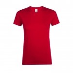 Bedrukte dames T-shirts, 150 g/m2 in de kleur rood