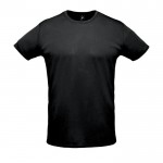 Sportieve unisex T-shirts met logo, 130 g/m2 in de kleur zwart
