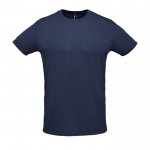 Sportieve unisex T-shirts met logo, 130 g/m2 in de kleur marineblauw