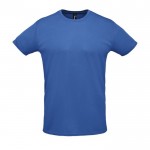 Sportieve unisex T-shirts met logo, 130 g/m2 in de kleur koningsblauw