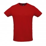 Sportieve unisex T-shirts met logo, 130 g/m2 in de kleur rood