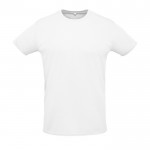 Sportieve unisex T-shirts met logo, 130 g/m2 in de kleur wit