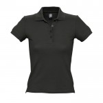 Bedrukte dames polo van hoge kwaliteit, 210 g/m2 in de kleur zwart