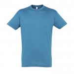 Goedkope T-shirts met logo, 150 g/m2 in de kleur cyaan blauw