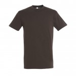 Goedkope T-shirts met logo, 150 g/m2 in de kleur donker bruin