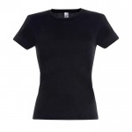 Dames T-shirts met logo, 150 g/m2 in de kleur zwart