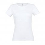Dames T-shirts met logo, 150 g/m2 in de kleur wit