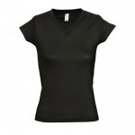 Katoenen dames T-shirts met V-hals, 150 g/m2 in de kleur zwart