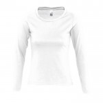 Damesshirt met lange mouwen, 150 g/m2 in de kleur wit