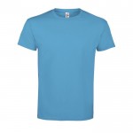 Katoenen unisex T-shirts met logo, 190 g/m2 in de kleur cyaan blauw