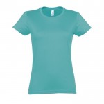 Gepersonaliseerde dames T-shirts, 190 g/m2 in de kleur turkoois