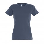 Gepersonaliseerde dames T-shirts, 190 g/m2 in de kleur jeans blauw