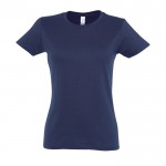 Gepersonaliseerde dames T-shirts, 190 g/m2 in de kleur marineblauw