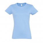 Gepersonaliseerde dames T-shirts, 190 g/m2 in de kleur pastel blauw