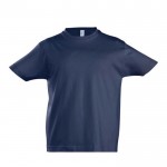 Katoenen kinder T-shirt met logo, 190 g/m2 in de kleur marineblauw